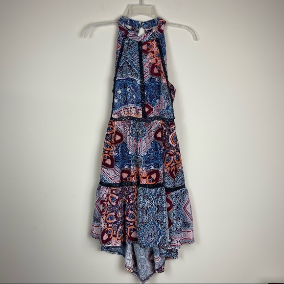 Jaase Dresses & Skirts - Boho short flowy open back halter dress